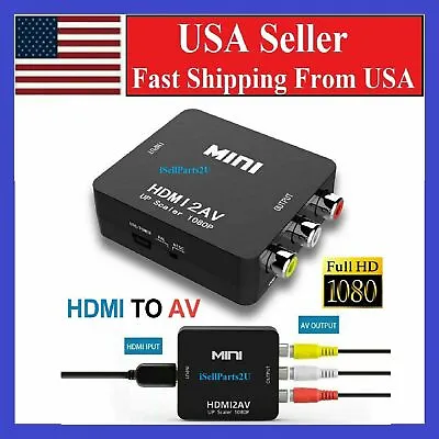 HDMI To RCA AV Adapter Converter Cable CVBS 3RCA 1080P Composite Video Audio • $5.43