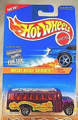 1996 Hot Wheels #397 Mod Bod Series 2/4 SCHOOL BUS Purple W/Chrome 7 Sp Malaysia • $9.50
