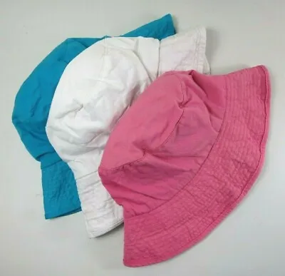Betmar 3 Cotton Bucket Sun Hats Pink White Blue Packable Washable 22  Medium • $34.99