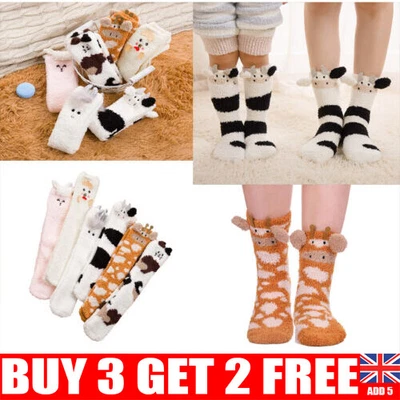 £6.85 • Buy 3D Animal Ladies Winter Warm Soft Fluffy Bed Sock Lounge Slipper Floor Sock JA
