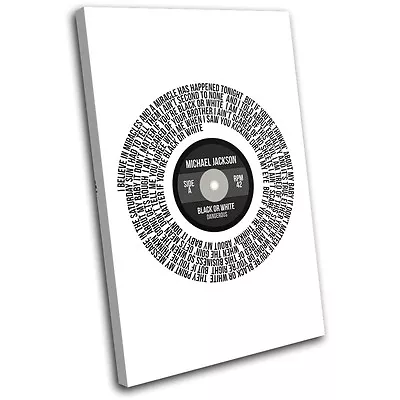 Michael Jackson Black White Lyrics Song Vinyl Record Canvas Wall Art Print • $64.99