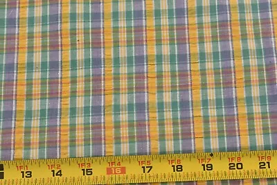 By 1/2 Yd Vintage Plaid Madras Cotton Plisse Shirting B1171 • $4.50