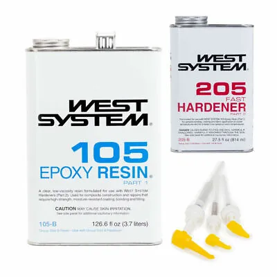 $198.81 • Buy West Systems 105-B Epoxy Resin With 205-B Fast Epoxy Hardener 300 Mini Pump Set