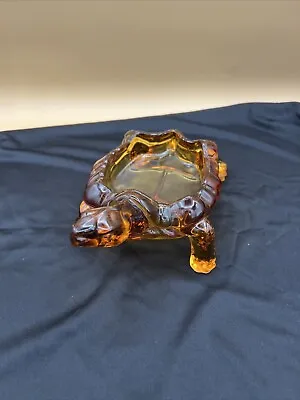 Vintage Glass Turtle Candy Dish Amber No Lid • $39.98