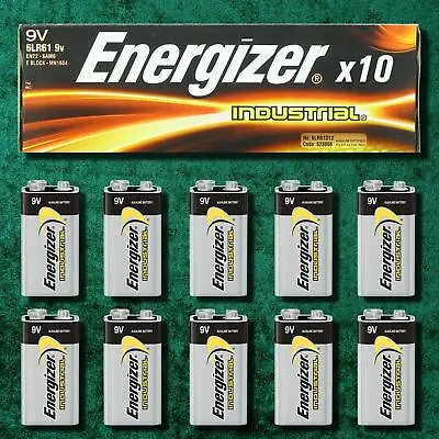 10 X Energizer 9V PP3 Industrial Alkaline Batteries Smoke Alarm LR22 MN1604 • £11.99