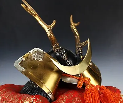 Japanese Samurai Helmet -Yamanaka Shikanosuke Kabuto- Golden Colored   • $191.18