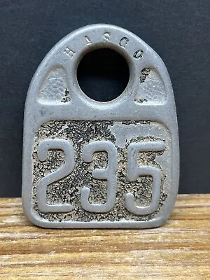 Number 235 Cattle Tag Vintage Numbered Keychain Tag Large Metal Cow Tag Fob Farm • $14.99