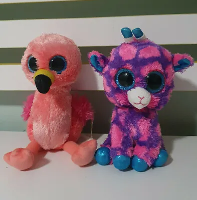 Lot Of 2x TY Beanie Boos GILDA FLAMINGO SKY HIGH GIRAFFE • $24