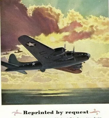 1943 WWII Ad ~ STUDEBAKER Flying Fortress ~ Beautiful Art By Frederic Fellander • $5.29