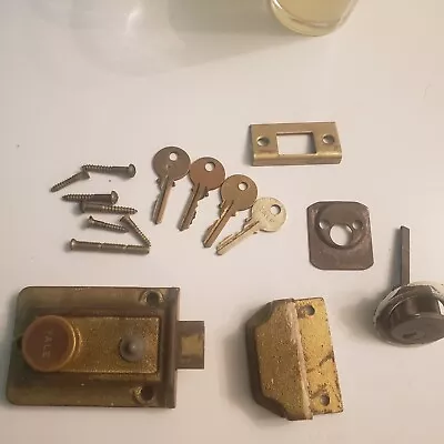 Vtg Brass Yale Surface Mount Deadbolt Night Latch Lock Brass W/keys • $27.50