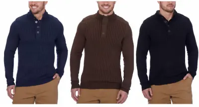 GH Bass Co. Men's Sherpa Lined 4 Button Mock Neck Sweater • $22.17