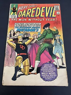 Daredevil 5 Key: 1st Wally Wood Art & 1st Matador. Yellow Suit. Qual Mid 1964 • $1.25