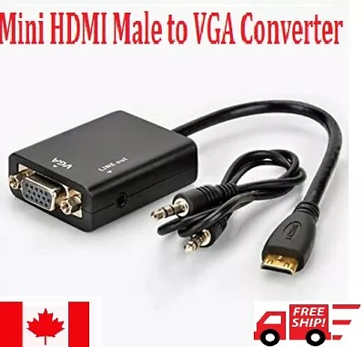 Mini HDMI Male To VGA Female Audio Video Converter Adapter Cable For HDTV DVD PC • $9.46