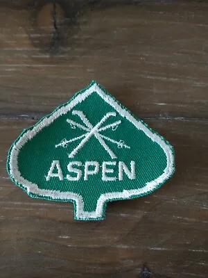 Vintage Aspen Ski Patch - Green Leaf Crossed Ski Poles Embroidered - 3  Width • $8.49