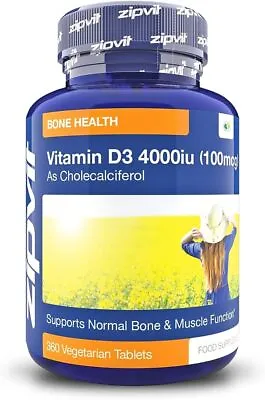 Vitamin D3 4000iu - 360 Vegetarian Tablets Immunity And Bone Support By Zipvit • £9.99