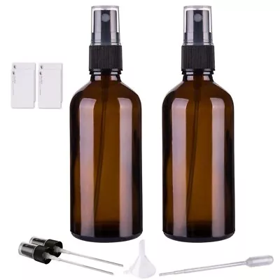 Amber Glass Spray Bottles For Essential Oils 4oz Empty Small Fine Mist Spray 2PC • $12.40
