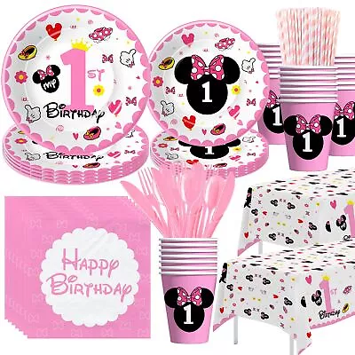 Minnie 1st Birthday Party Supplies - Minnie Theme Mouse Birthday Decorations ... • $36.49