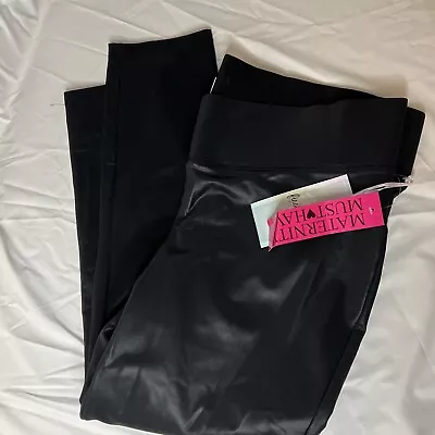 First Kick Maternity Women's Pants Faux Leather Leggings Black Size XL NWT • $10