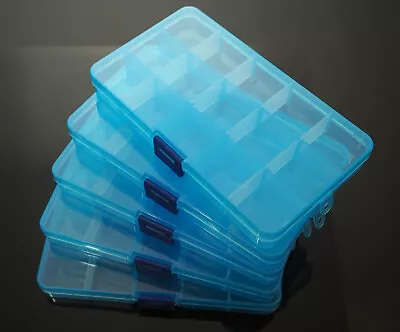 5-Pack Jewelry Box Clear Plastic Bead Storage Container Earrings Screws - Blue • $10.75