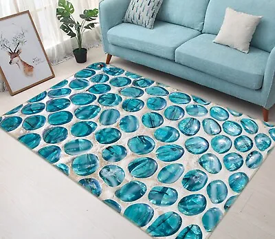 3D Art Blue Pebbles ZHUA3089 Game Non Slip Rug Mat Photo Carpet Vera 2023 • $32.10