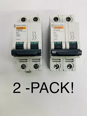 Merlin Gerin Multi9 (2-PACK) C60N D2 Amp 2 Pole Circuit Breaker **CLEAN** • $29.95