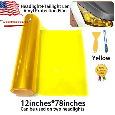Fit For Headlight Taillamp Transparent Yellow Lens Vinyl Protection Film 12 X78  • $6.98