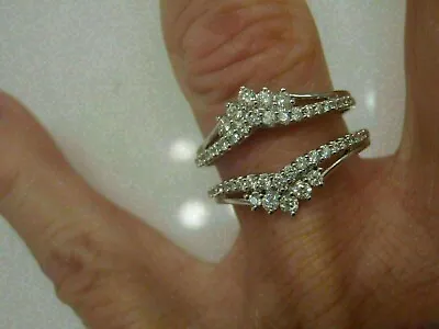 1Ct Real Moissanite Enhancer Wrap Guard Wedding Ring 14k White Gold Plated • $87.99