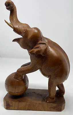 Vintage Hand Carved Wooden Elephant Statue 10” Tall • $39.99