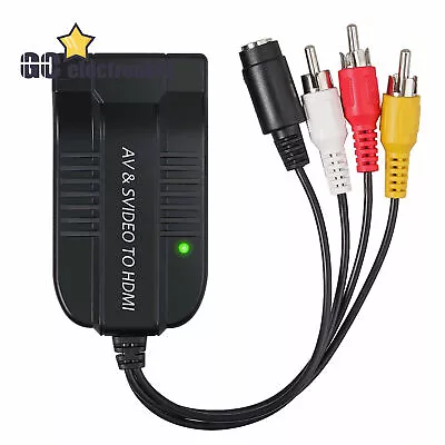 Male AV CVBS S-Video 3RCA To HDMI Converter HDMI Adapter 1080P With Cable A3GU • $13.29