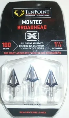 @NEW@ TenPoint EVO-X Montec Broadheads By G5! 100 Grain Fixed HEA-801.3 • $39.99