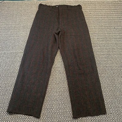 Vintage Woolrich Wool Hunting Malone Pants USA - Size 36x28 - Charcoal Grey • $34.99