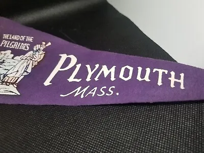 Vintage Travel Souvenir Felt Pennant Flag Plymouth Massachusetts 12  Pilgrims • $9.50