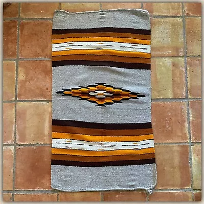 Vtg 70s Southwestern 49 X 27 Saltillo Serape Camp Blanket Rug Baja Saddle Aztec • $40.05