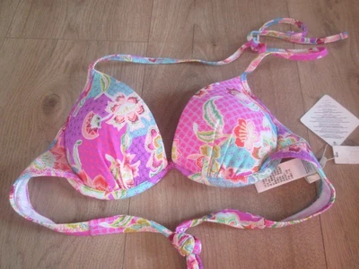 £9.99 • Buy Accessorize Pink Mix Underwired Push Up Padded Bikini Top Brand NEW Tag 8 A/B