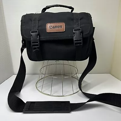 Vintage Canon Camera Bag Black Padded Storage Pockets Adjustable Strap • $12