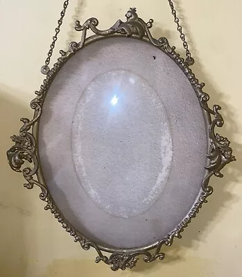 Antique Hanging 1890-1920 Victorian ORNATE Oval Metal Picture Frame 12Hx10W • $66