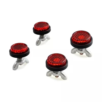 4 Pcs Red Reflectors Motorcycle Round License Plate Reflective Bolts Universal • $4.69