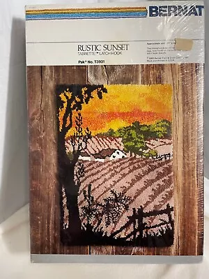 NEW Vintage 1980 Bernat Latch Hook Rug Kit  Rustic Sunset  27x39 - T3931 • $84.99