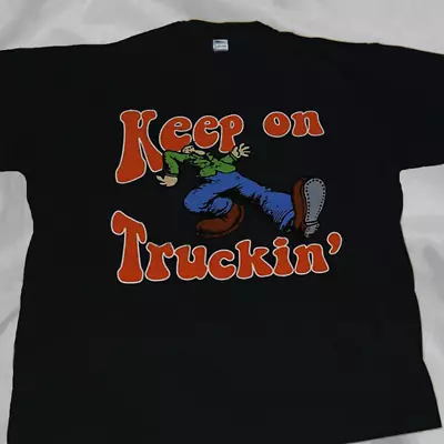 Good Vibes Keep On Truckin 70s Vintage Rare Black T-Shirt 1M025 • $19.95