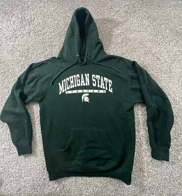 VINTAGE Michigan State Spartans Hoodie Mens Medium Green Sweatshirt NCAA 90s • $17.17