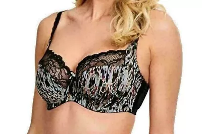 Panache Jasmine Balcony Bra Size UK 36D 36E 36G Wired Unpadded Animal Print • £24.99