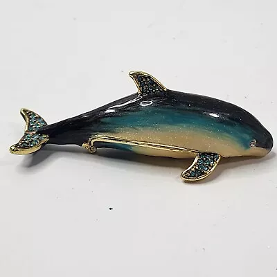 Art Form Objet D' Work Of Art Dolphins PEDESTAL Jeweled Enamel Metal Trinket Box • $17.77