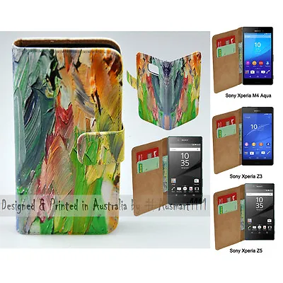 $13.98 • Buy For Sony Xperia Series - Oil Paint Theme Print Wallet Mobile Phone Case Cover