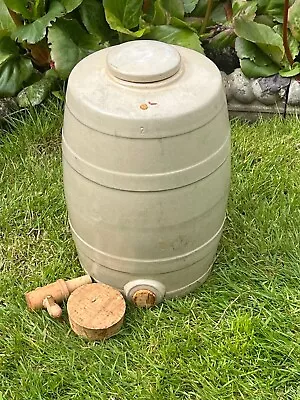 Old Antique Stoneware Pottery Flagon With Tap - Garden Feature Prop Display • £20