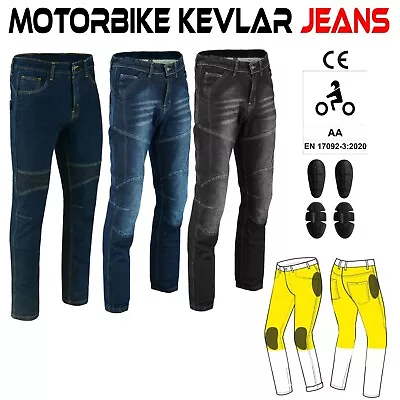 Mens Motorcycle Jeans Motorbike Trousers Made With Kevlar Denim CE Armour Pant U • $61.53