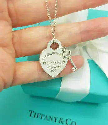£217.99 • Buy Return To Tiffany & Co. Heart Tag And Key Pendant 18 Inches Silver Necklace