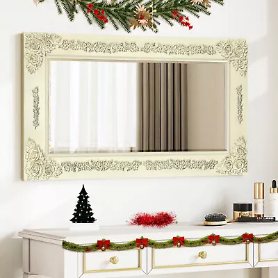 36 X20  Wall Mounted Bathroom Mirror Wooden Frame Baroque Vanity Makeup Mirror • $58.66