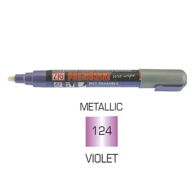 Zig Posterman 6mm Wet Wipe Chalkboard Marker Pen Metallic Violet • £3.50