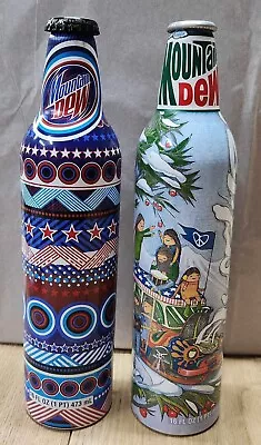 Vintage Aluminum Mountain Dew Bottle Green Label Art Bottles (Empty No Caps) • $10