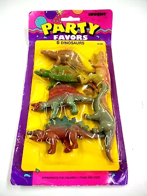 VINTAGE 1994 Unique Party Favors 6 Dinosaurs NEW IN PACKAGE • $24.88